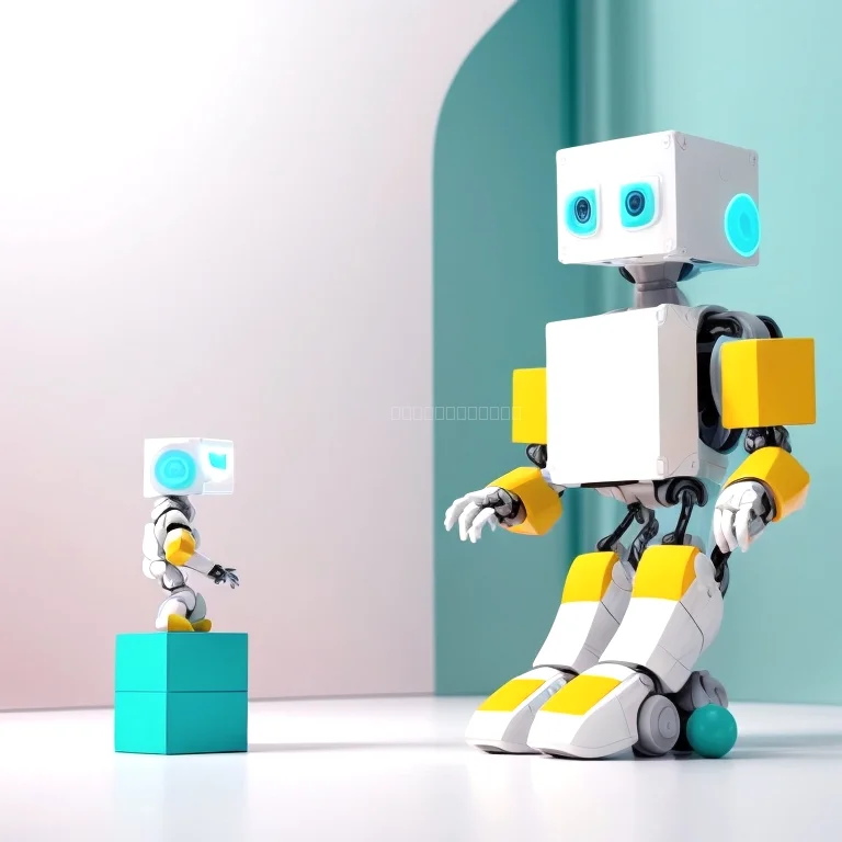 Kind spielt mit AI-gesteuertem Roboter